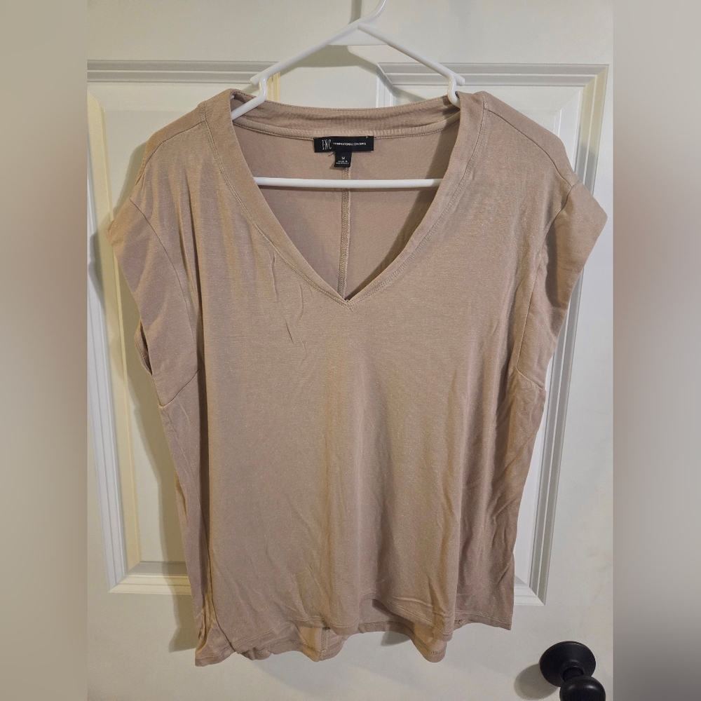 Tan V-Neck Women's Top